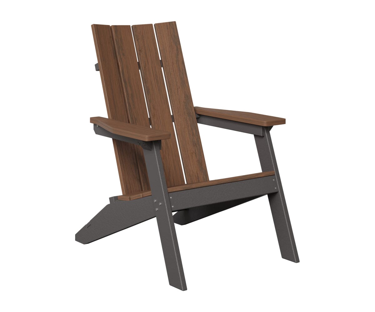Mayhew Stationary Adirondack Rockwood Outdoor Furniture Back & Seat: Brazilian Walnut I Frame: Smoke Gray