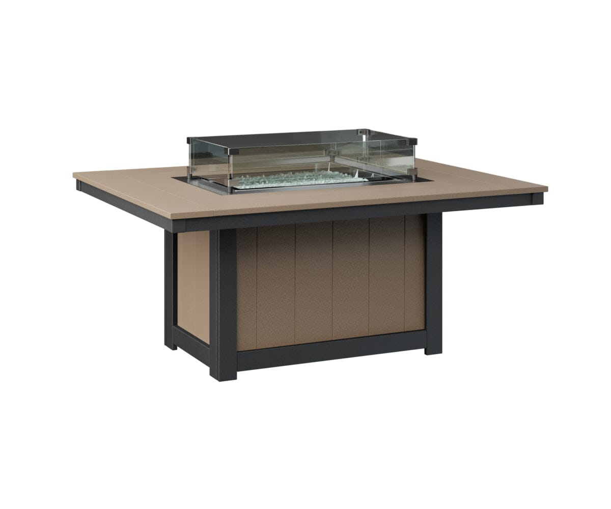 Donoma Rectangular Fire Pit Rockwood Outdoor Furniture Tabletop: Weatherwood I Legs: Black 