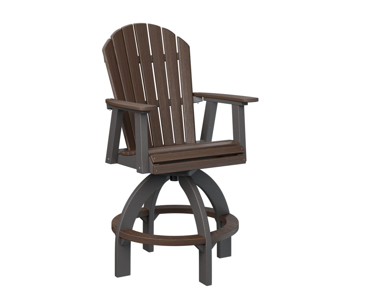 Comfo Back Swivel Bar Chair Rockwood Outdoor Furniture Back & Seat: Brazilian Walnut I Frame: Smoke Gray 