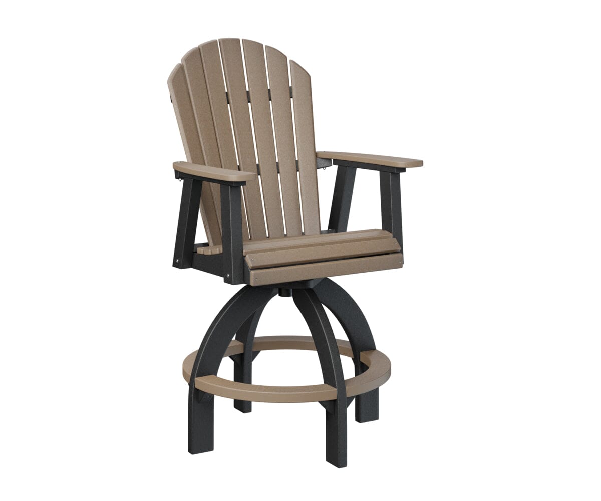 Comfo Back Swivel Bar Chair Rockwood Outdoor Furniture Back & Seat: Weatherwood I Frame: Black 