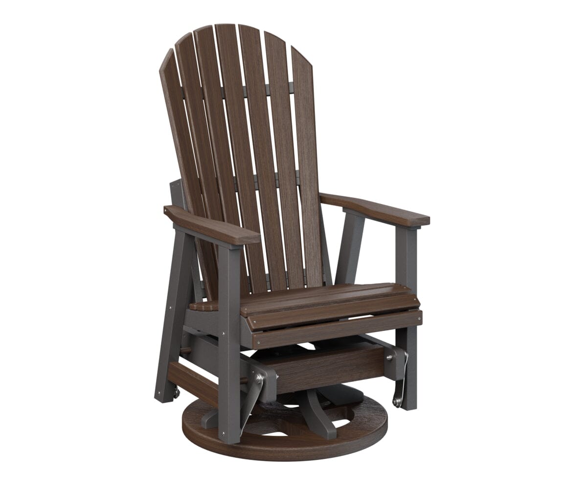 2′ Comfo Back Swivel Glider Rockwood Outdoor Furniture Back & Seat: Brazilian Walnut I Frame: Smoke Gray 