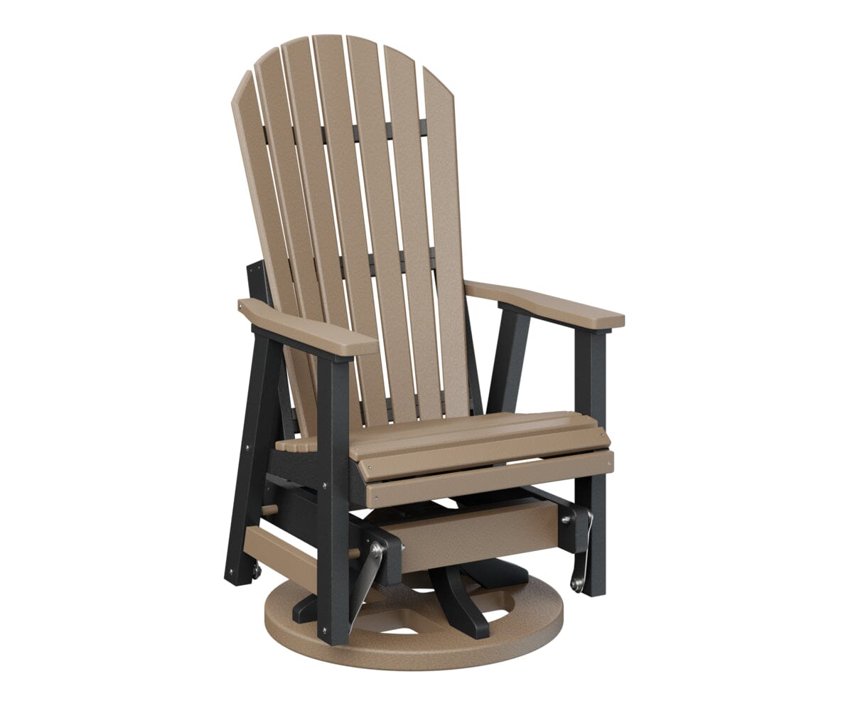2′ Comfo Back Swivel Glider Rockwood Outdoor Furniture Back & Seat: Weatherwood I Frame: Black 