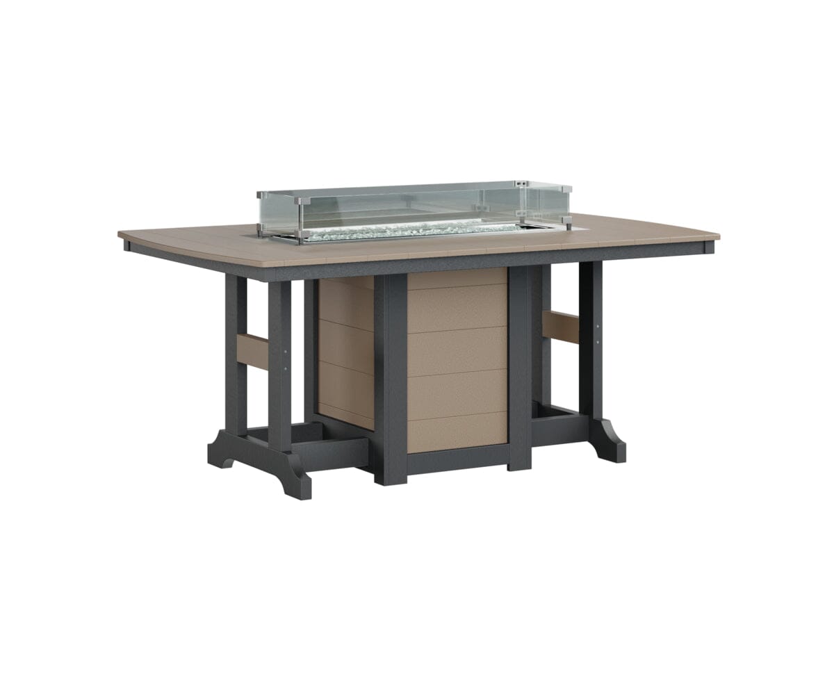 Garden Classic 44X72 Rectangle Dining Fire Table Rockwood Outdoor Furniture Tabletop: Weatherwood I Legs: Black 