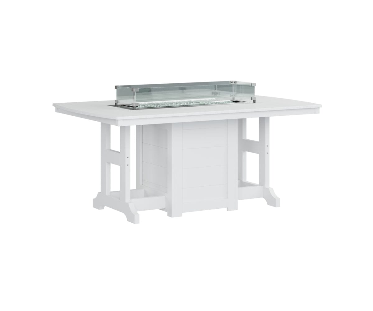 Garden Classic 44X72 Rectangle Dining Fire Table Rockwood Outdoor Furniture White 