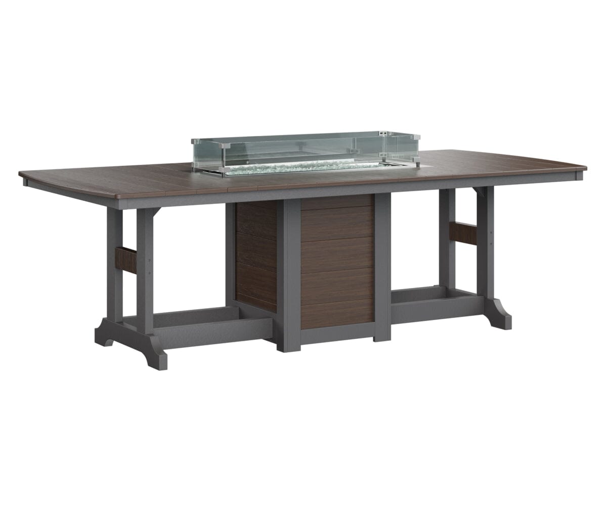 Garden Classic 44x96 Rectangle Dining Fire Table My Store Tabletop: Brazilian Walnut I Legs: Smoke Gray 