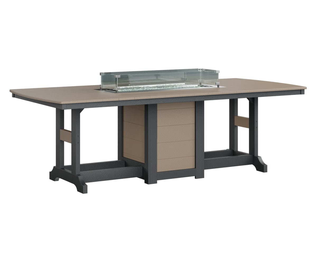 Garden Classic 44x96 Rectangle Dining Fire Table My Store Tabletop: Weatherwood I Legs: Black 