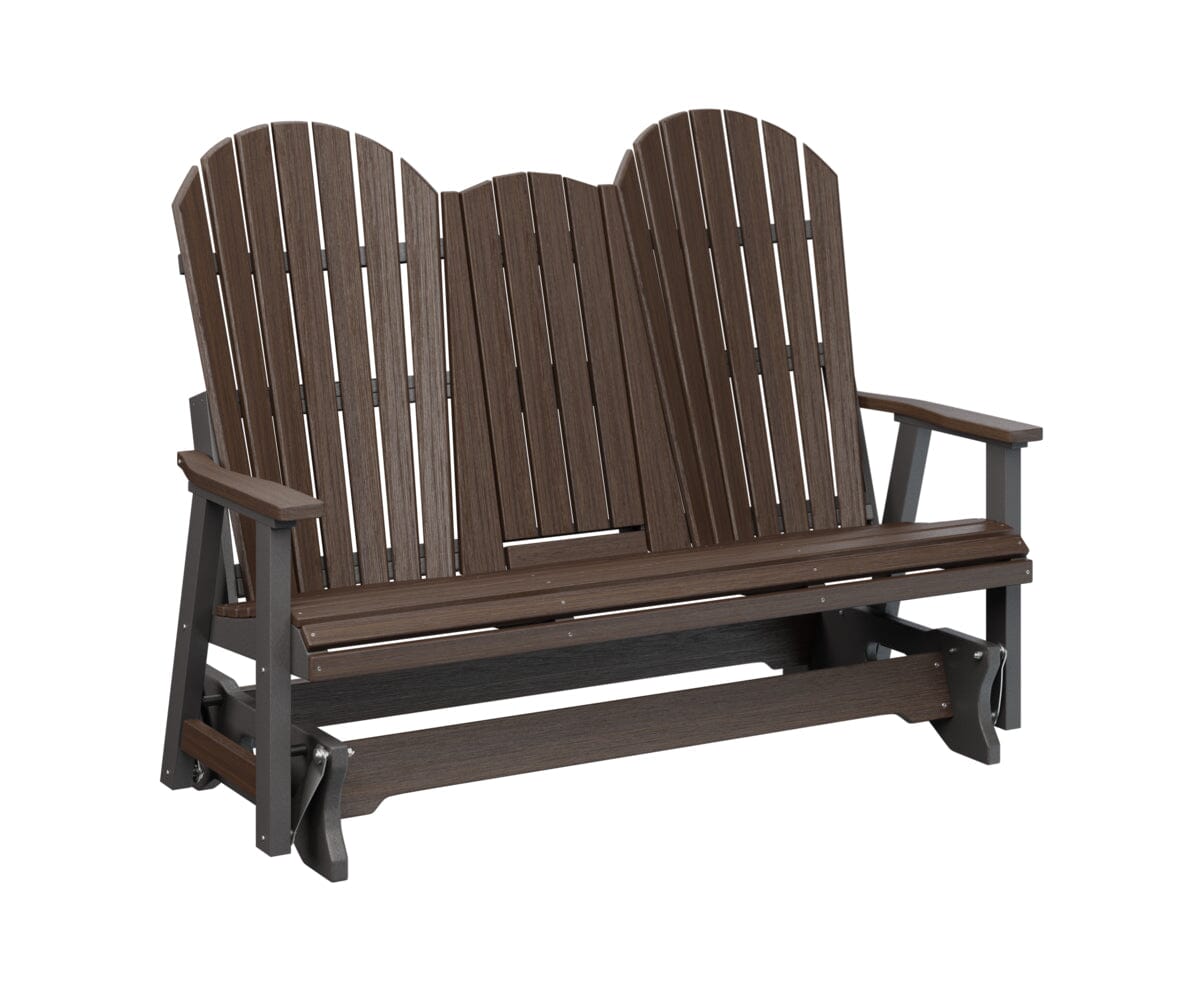 5′ Comfo Back Three Seat Glider with Console Rockwood Outdoor Furniture Back & Seat: Brazilian Walnut I Frame: Smoke Gray 