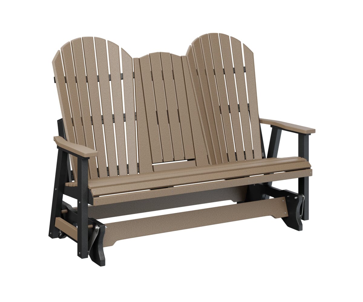 5′ Comfo Back Three Seat Glider with Console Rockwood Outdoor Furniture Back & Seat: Weatherwood I Frame: Black 