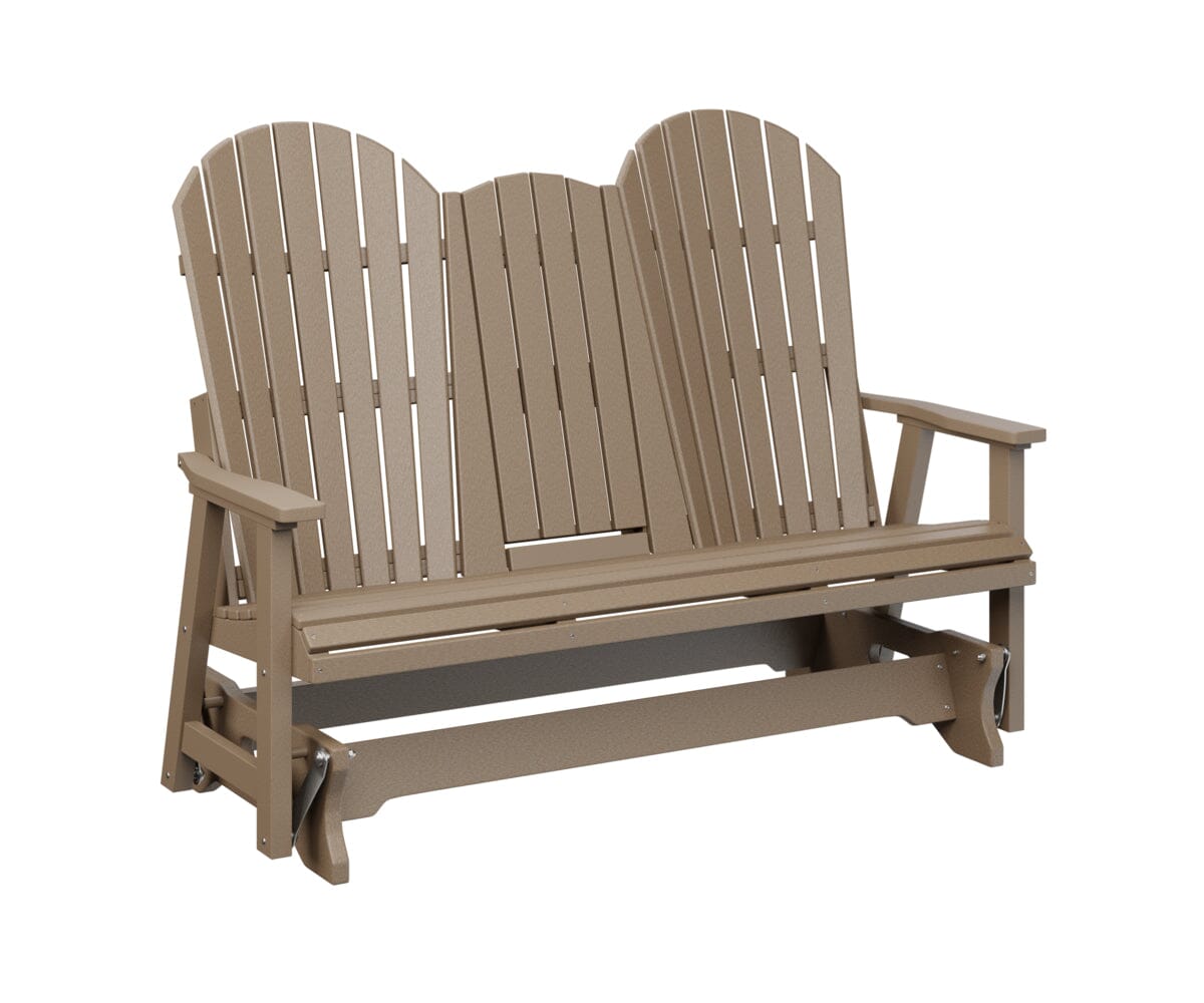 5′ Comfo Back Three Seat Glider with Console Rockwood Outdoor Furniture Weatherwood 
