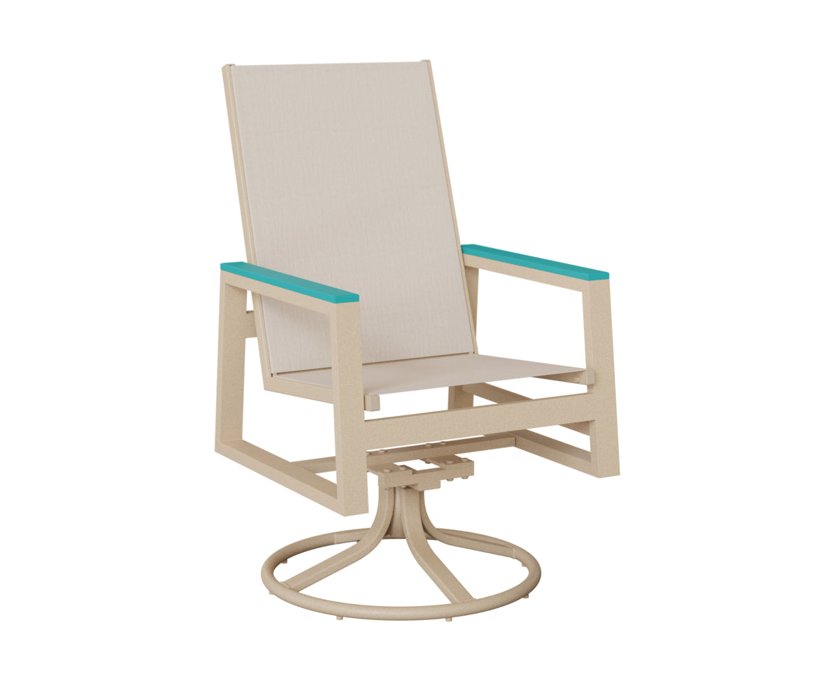 Vida High-Back Sling Swivel Rocker Dining Chair