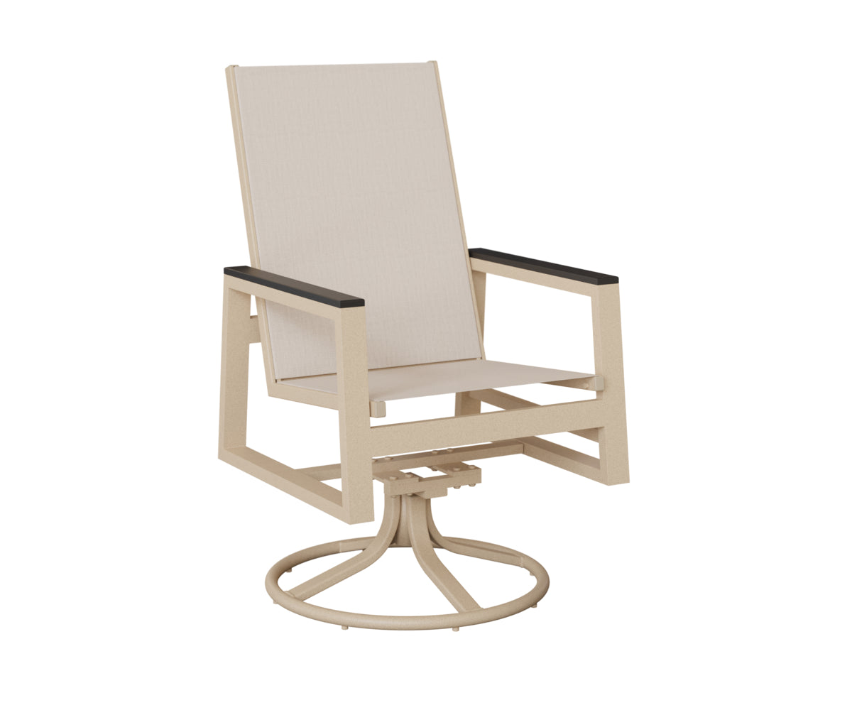 Vida High-Back Padded Sling Swivel Rocker Dining Chair