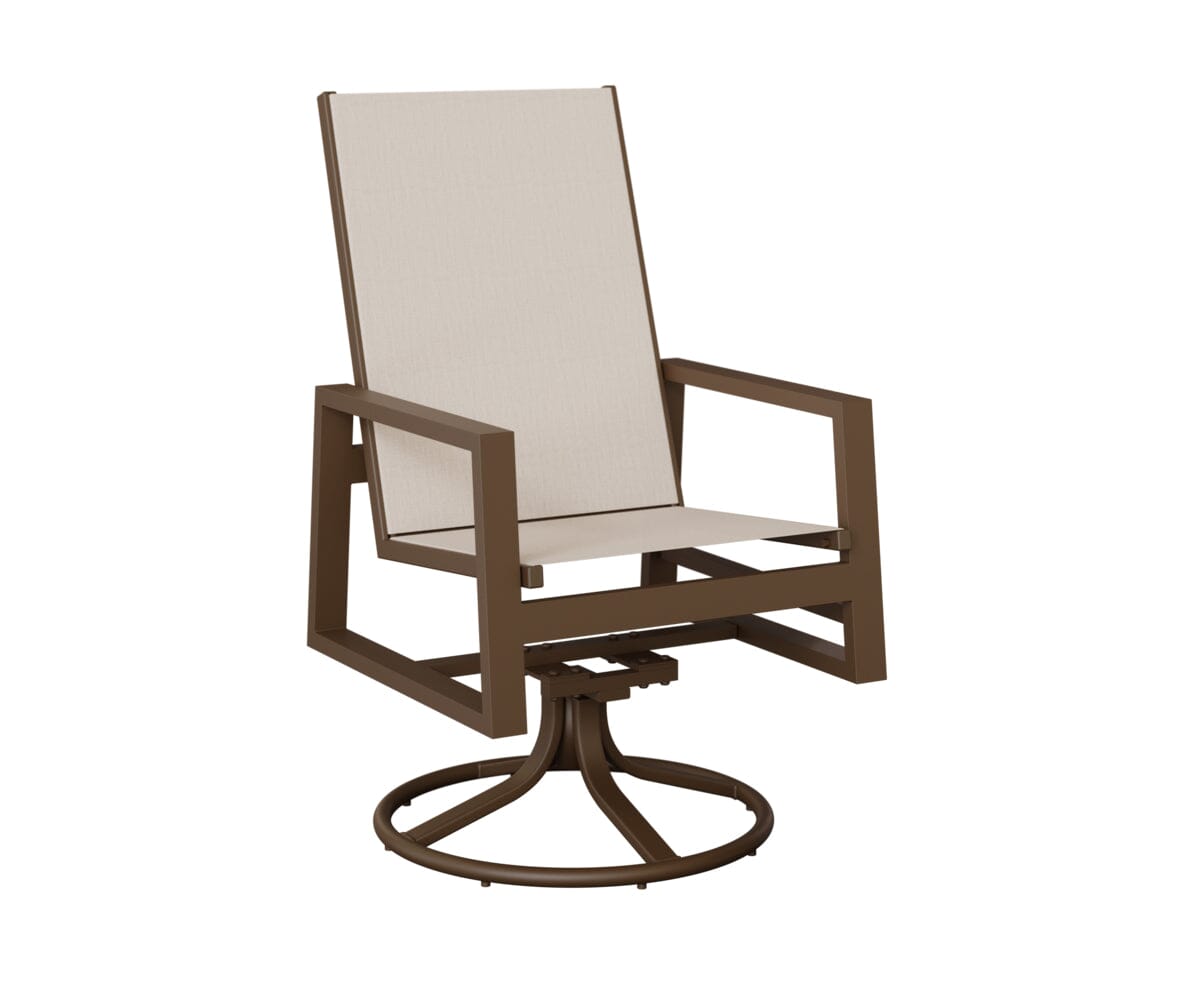 Vida High-Back Padded Sling Swivel Rocker Dining Chair Rockwood Outdoor Furniture 