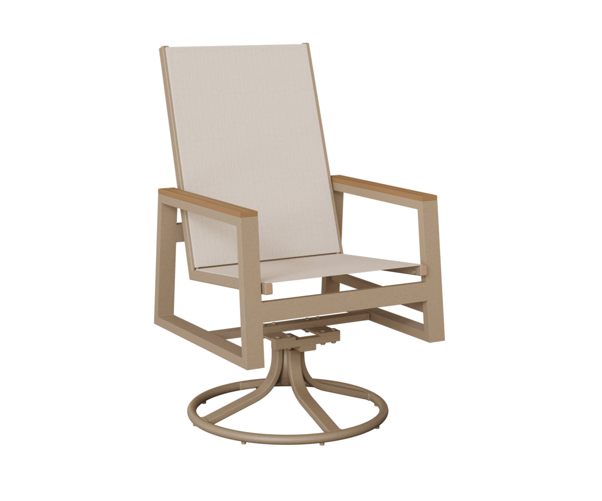 Vida High-Back Padded Sling Swivel Rocker Dining Chair