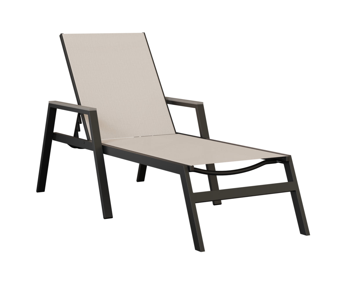 Vida Padded Sling Chaise Lounge with Arms