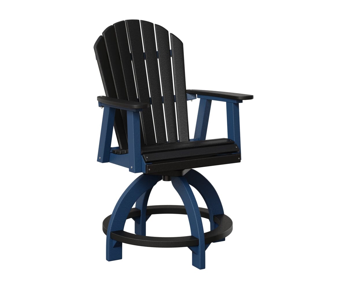 Comfo-Back Swivel Counter Chair Rockwood Outdoor Furniture Black Navy Blue 