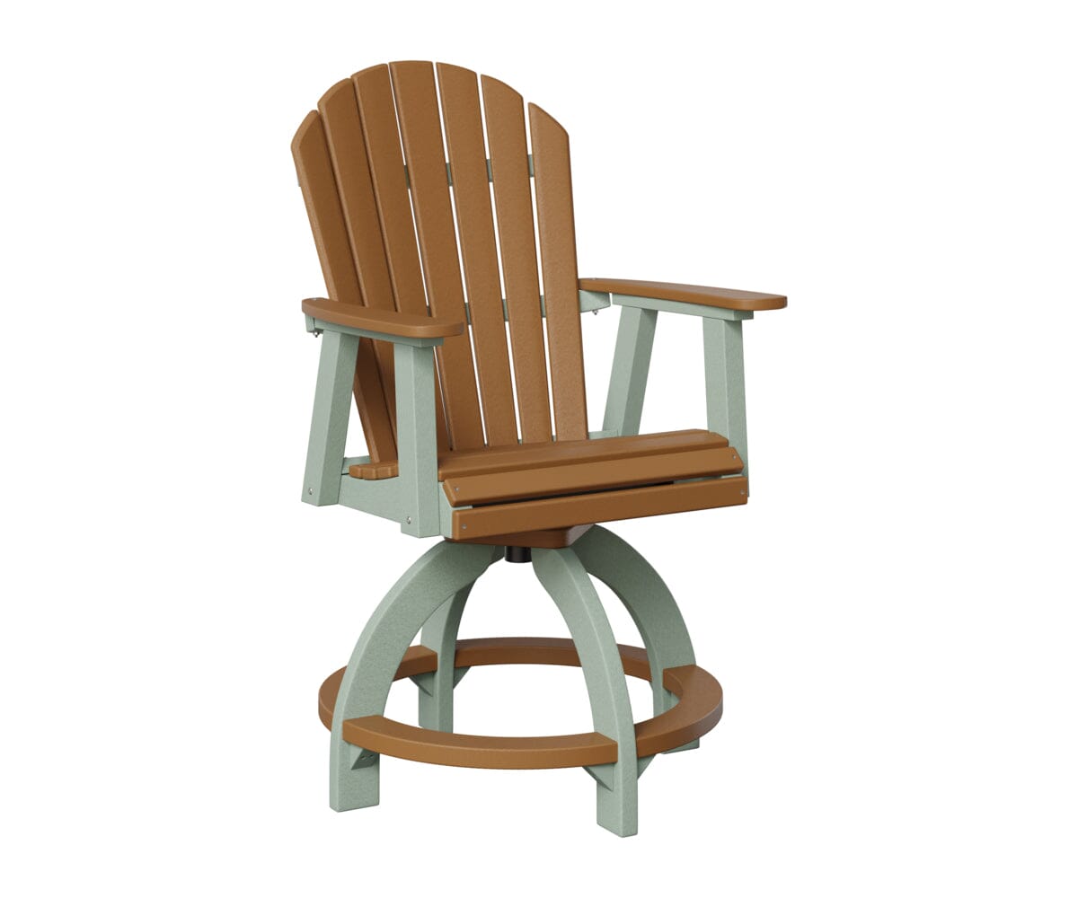 Comfo-Back Swivel Counter Chair Rockwood Outdoor Furniture Cedar Seafoam 