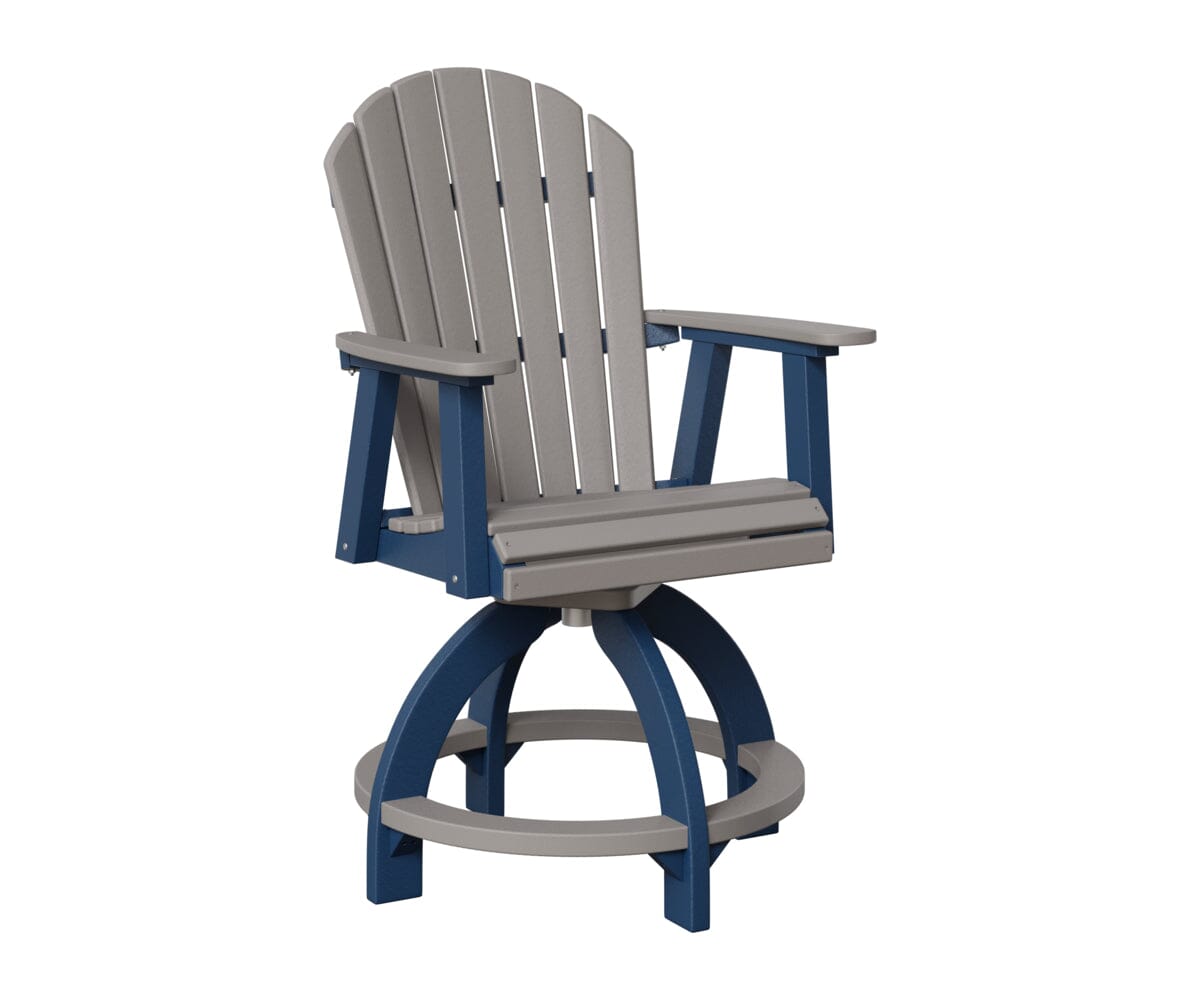 Comfo-Back Swivel Counter Chair Rockwood Outdoor Furniture Light Gray Navy Blue 