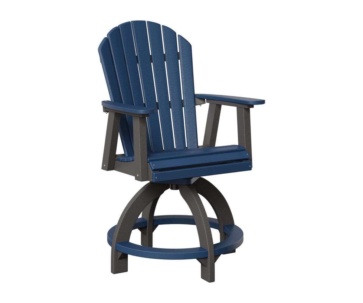 Comfo-Back Swivel Counter Chair Rockwood Outdoor Furniture Navy Blue Smoke Gray 