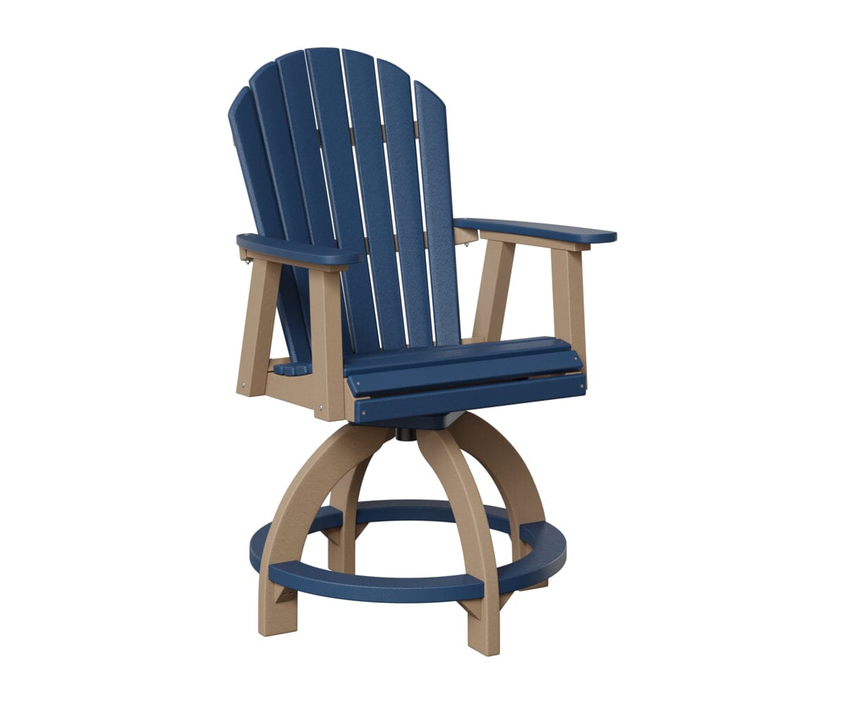 Comfo-Back Swivel Counter Chair Rockwood Outdoor Furniture Navy Blue Weatherwood 