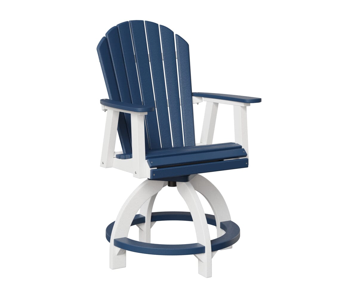 Comfo-Back Swivel Counter Chair Rockwood Outdoor Furniture Navy Blue White 
