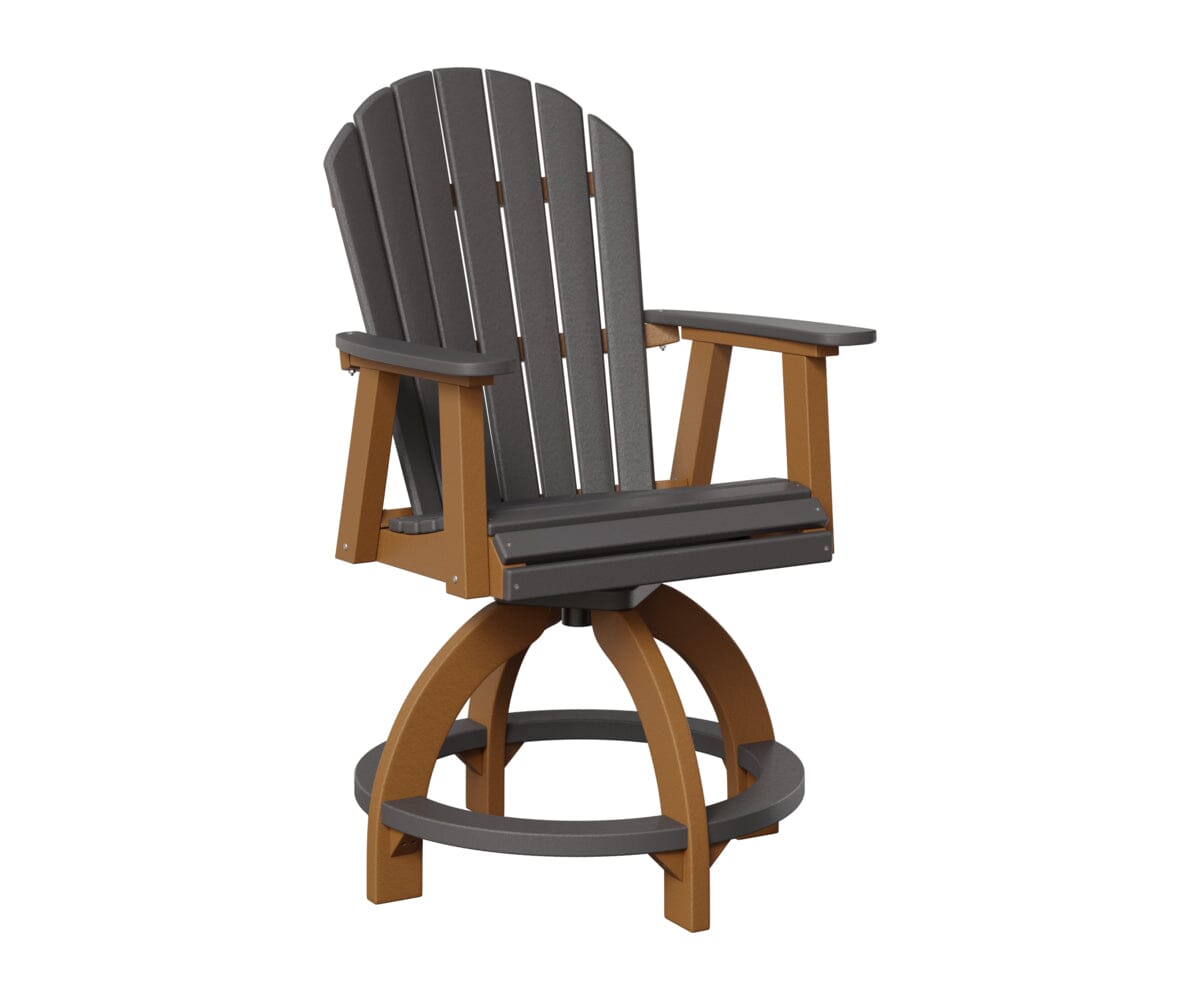 Comfo-Back Swivel Counter Chair Rockwood Outdoor Furniture Smoke Gray Cedar 