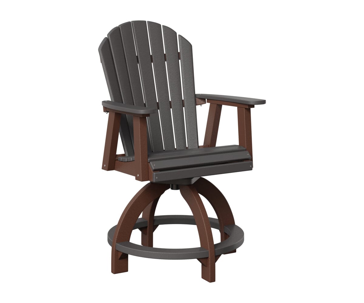 Comfo-Back Swivel Counter Chair Rockwood Outdoor Furniture Smoke Gray Chocolate Brown 