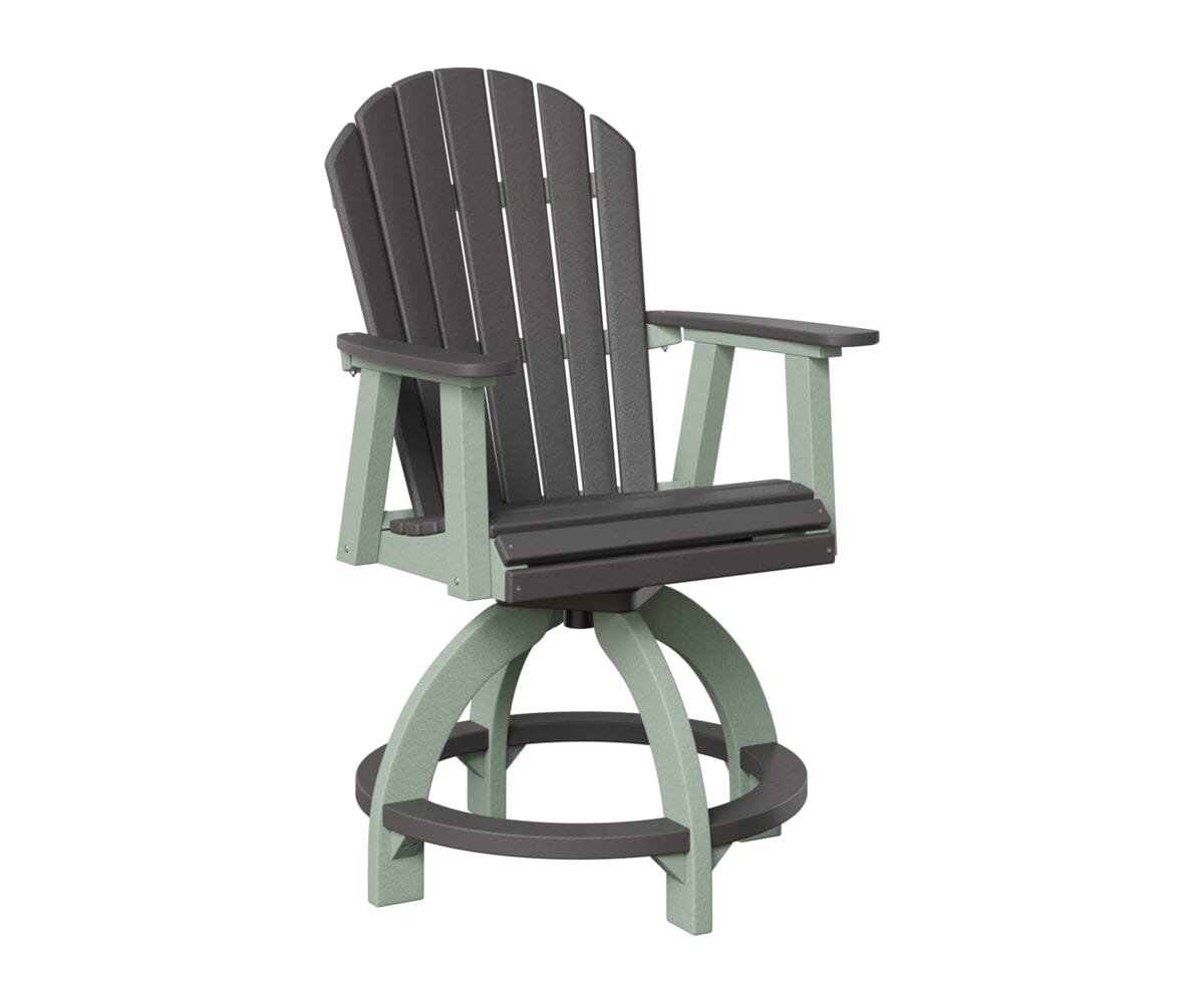 Comfo-Back Swivel Counter Chair Rockwood Outdoor Furniture Smoke Gray Seafoam 