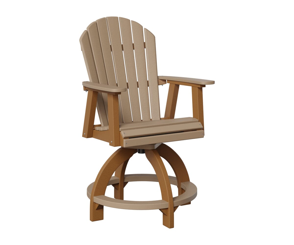 Comfo-Back Swivel Counter Chair Rockwood Outdoor Furniture Weatherwood Cedar 