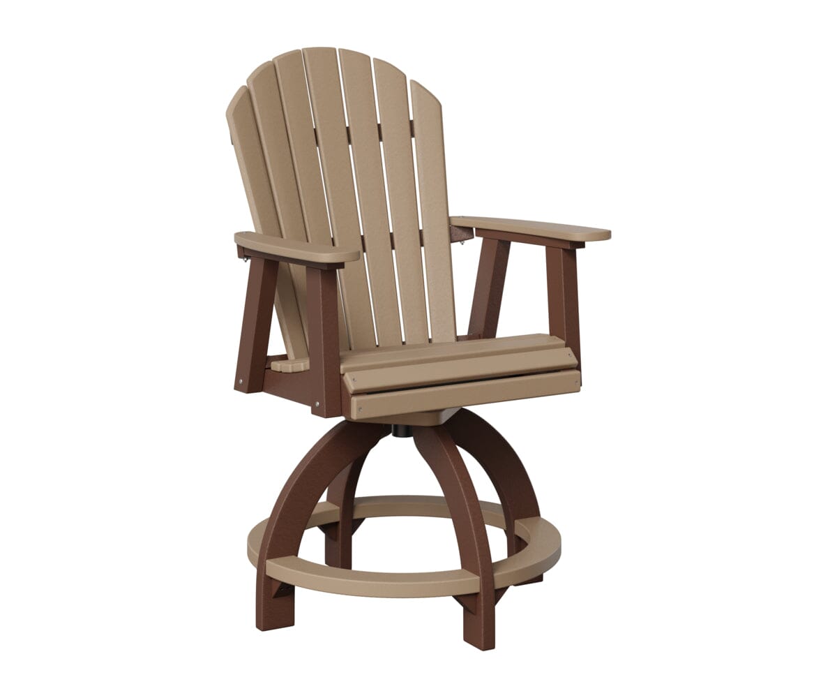 Comfo-Back Swivel Counter Chair Rockwood Outdoor Furniture Weatherwood Chocolate Brown 