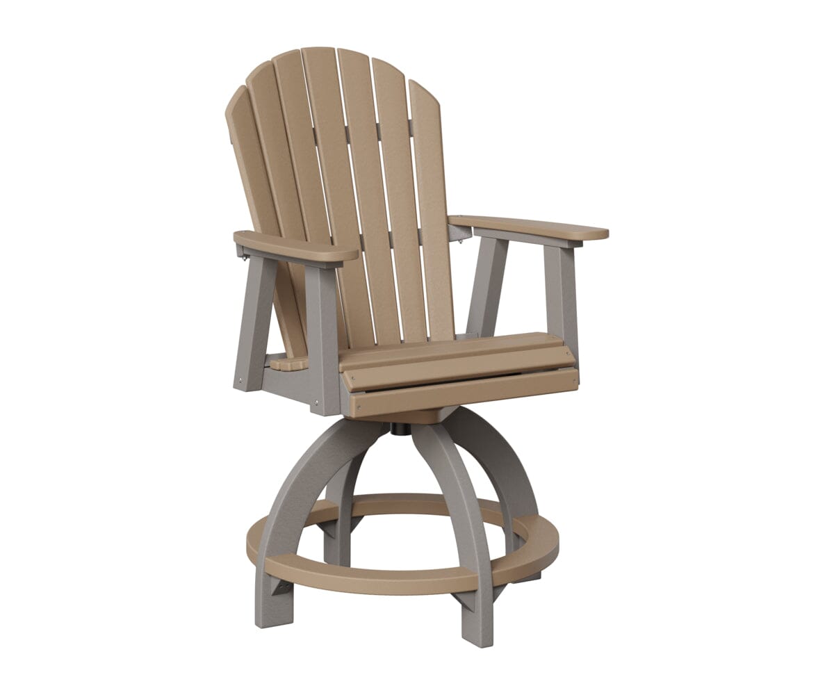 Comfo-Back Swivel Counter Chair Rockwood Outdoor Furniture Weatherwood Light Gray 