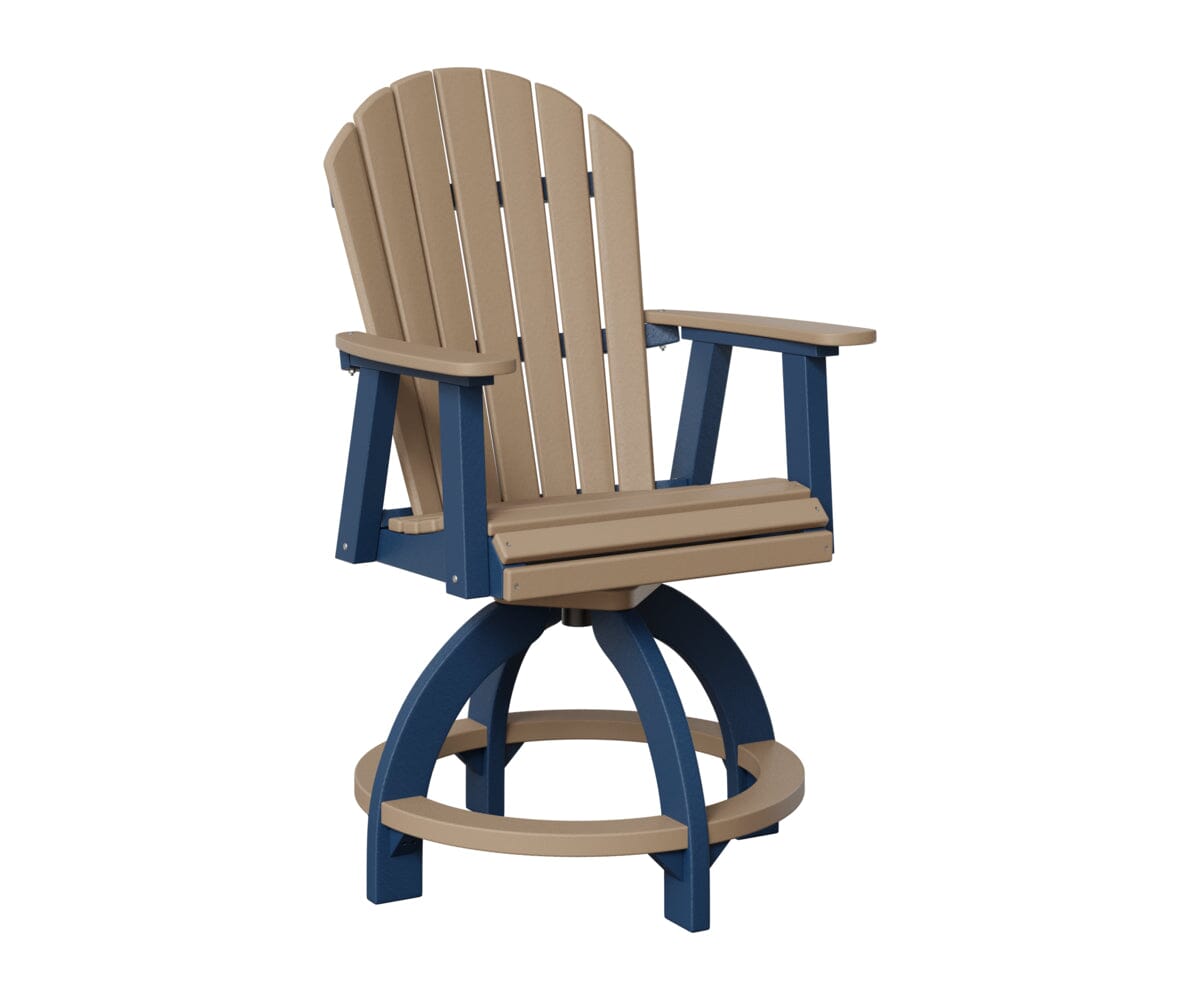 Comfo-Back Swivel Counter Chair Rockwood Outdoor Furniture Weatherwood Navy Blue 