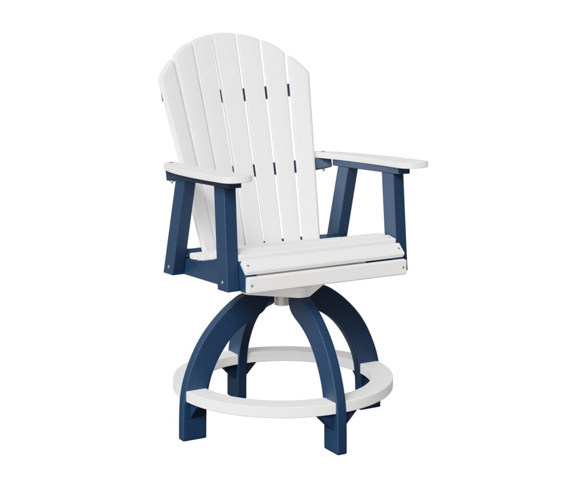 Comfo-Back Swivel Counter Chair Rockwood Outdoor Furniture White Navy Blue 
