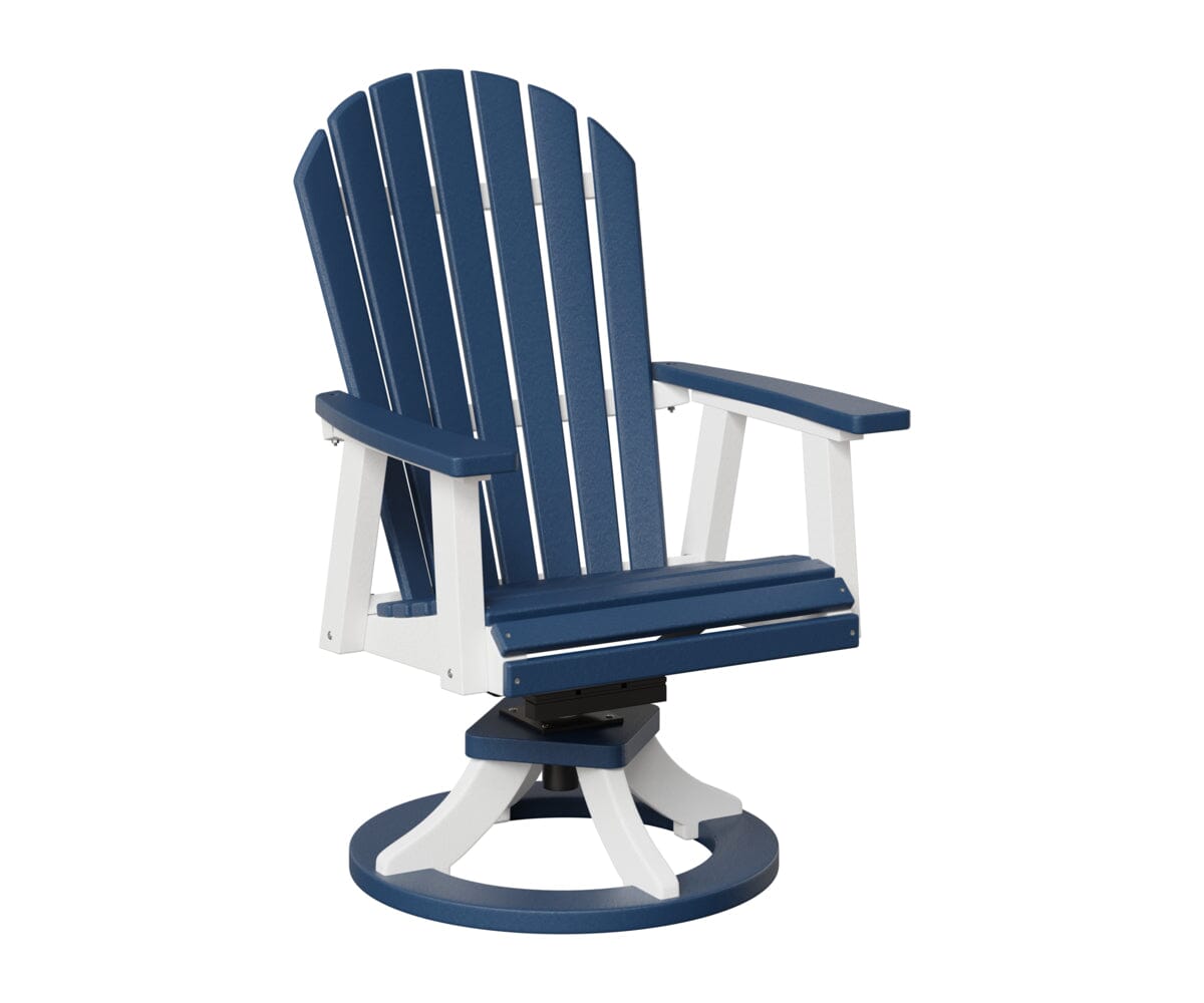 Comfo-Back Swivel Rocker Dining Chair Rockwood Outdoor Furniture Navy Blue White 
