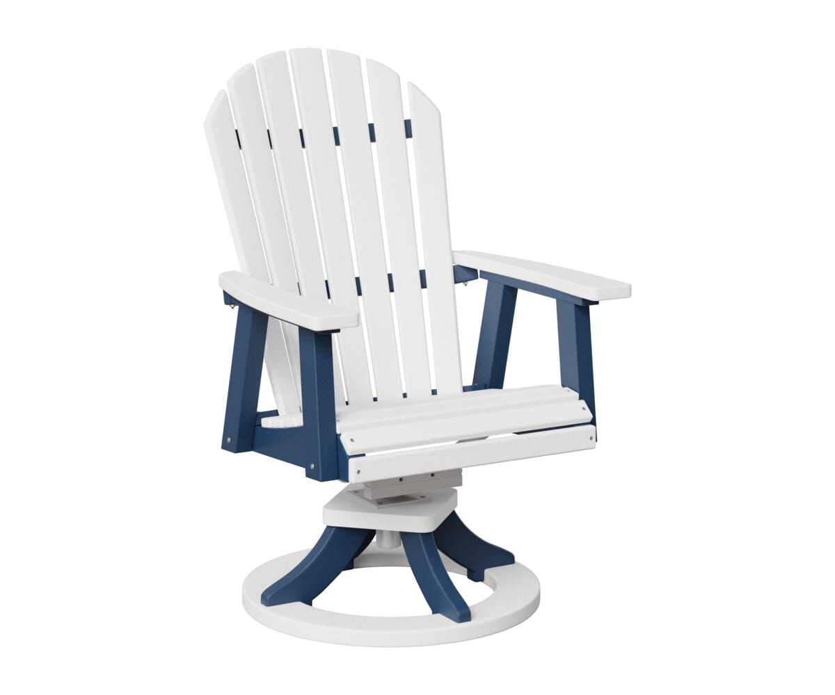 Comfo-Back Swivel Rocker Dining Chair Rockwood Outdoor Furniture White Navy Blue 