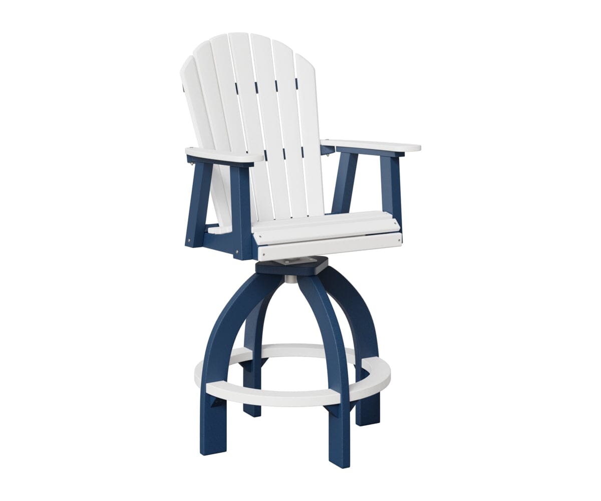 Comfo-Back Swivel 30" XT Chair Rockwood Outdoor Furniture White Navy Blue 