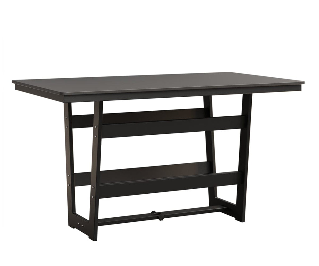 Hudson 40" x 70" Rectangle Table - Bar Height Rockwood Outdoor Furniture Hammered Top: Stainless MGP Black 
