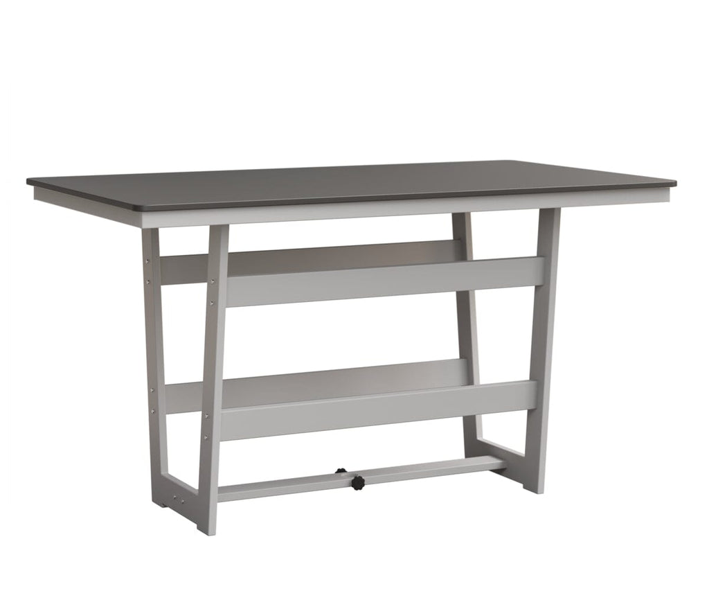Hudson 40" x 70" Rectangle Table - Bar Height Rockwood Outdoor Furniture Hammered Top: Stainless MGP White 