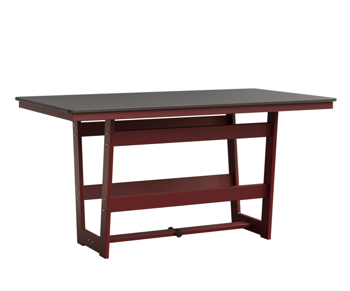 Hudson 40" x 70" Rectangle Table - Counter Height Rockwood Outdoor Furniture Hammered Top: Stainless MGP Red 