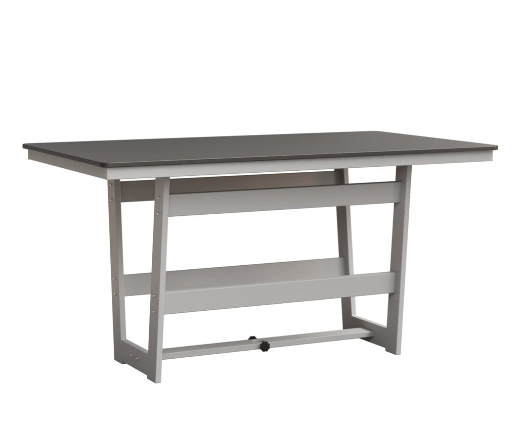Hudson 40" x 70" Rectangle Table - Counter Height Rockwood Outdoor Furniture Hammered Top: Stainless MGP White 