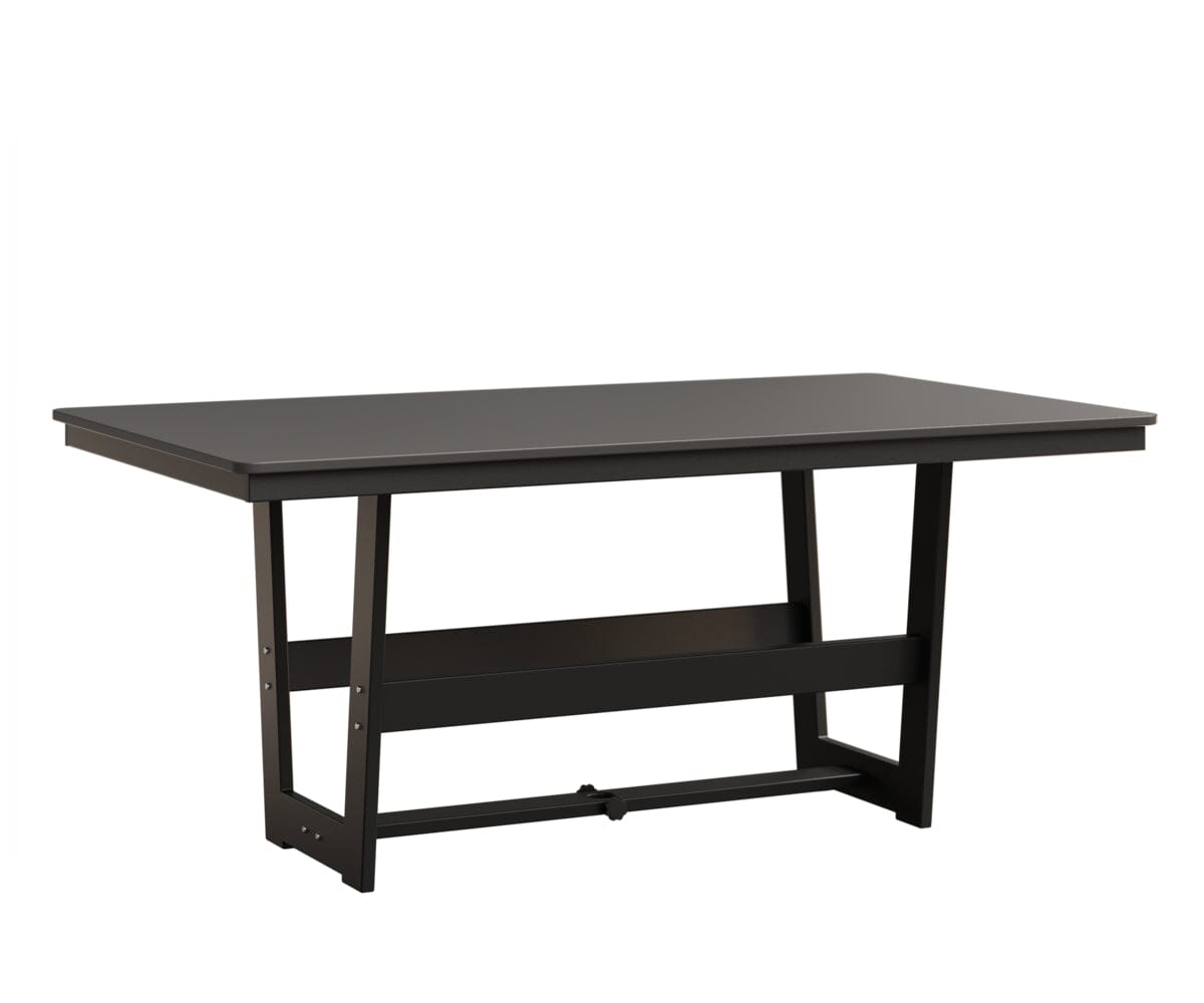 Hudson 40" x 70" Rectangle Table - Dining Height Rockwood Outdoor Furniture Hammered Top: Stainless MGP Black 