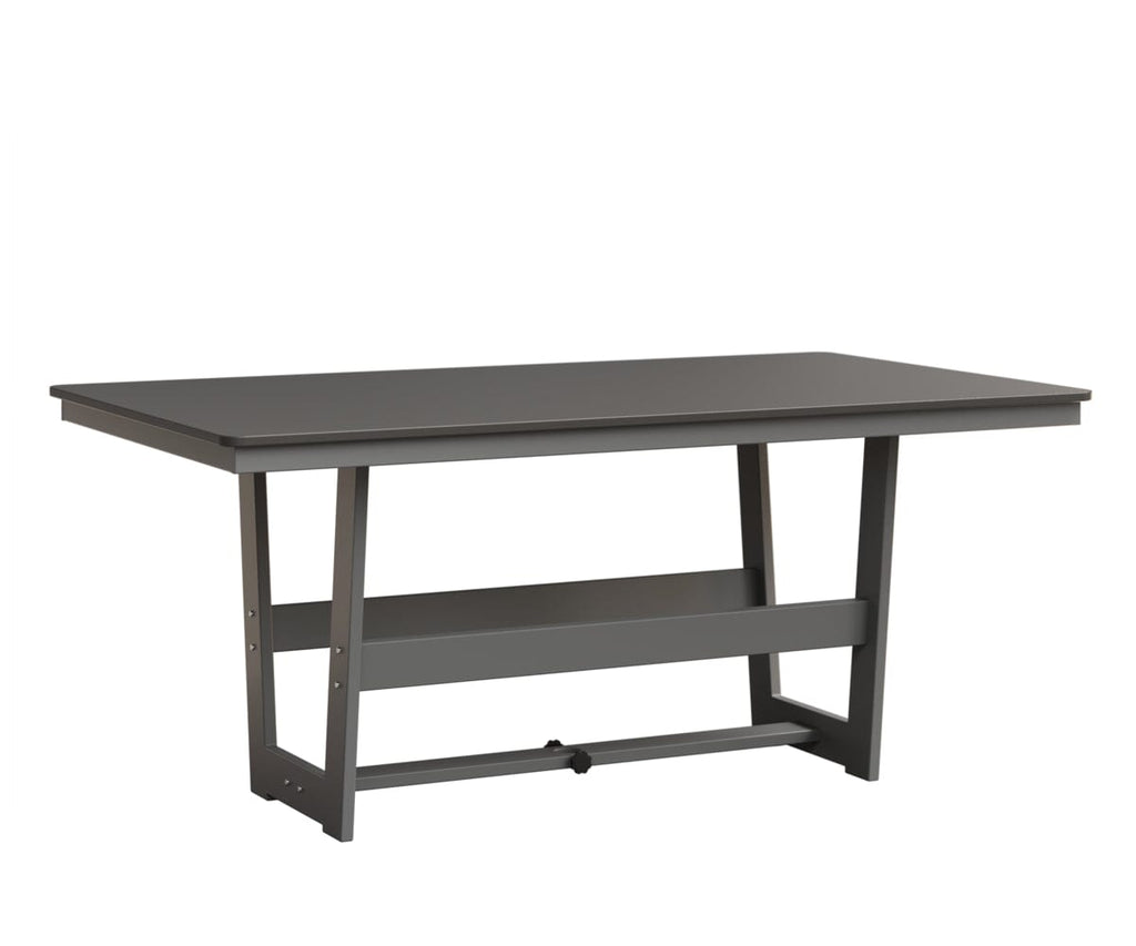Hudson 40" x 70" Rectangle Table - Dining Height Rockwood Outdoor Furniture Hammered Top: Stainless MGP Fog 