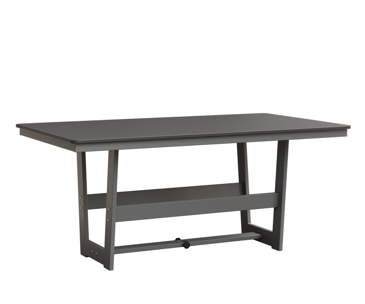 Hudson 40" x 70" Rectangle Table - Dining Height Rockwood Outdoor Furniture Hammered Top: Stainless MGP Fog 