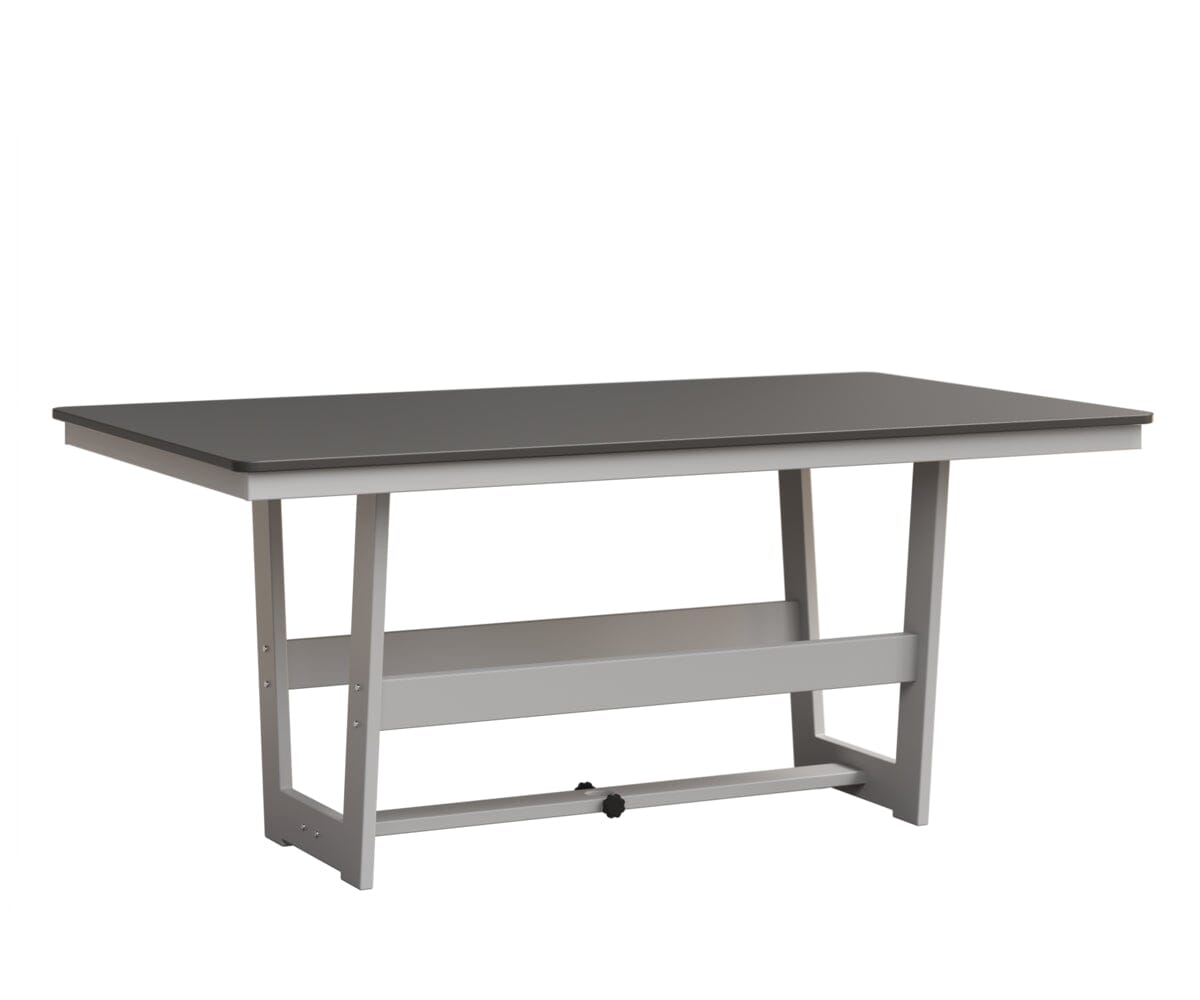 Hudson 40" x 70" Rectangle Table - Dining Height Rockwood Outdoor Furniture Hammered Top: Stainless MGP White 