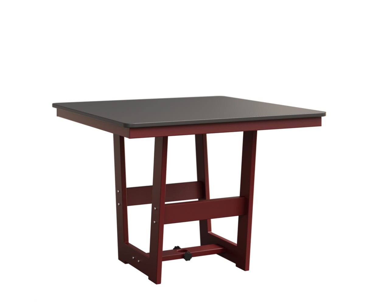 Hudson 40" x 40" Square Table - Dining Height Rockwood Outdoor Furniture Hammered Top: Stainless MGP Red 