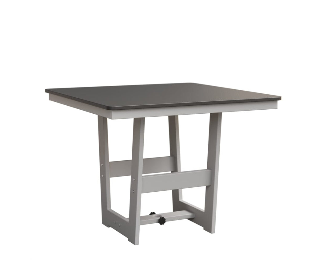 Hudson 40" x 40" Square Table - Dining Height Rockwood Outdoor Furniture Hammered Top: Stainless MGP White 