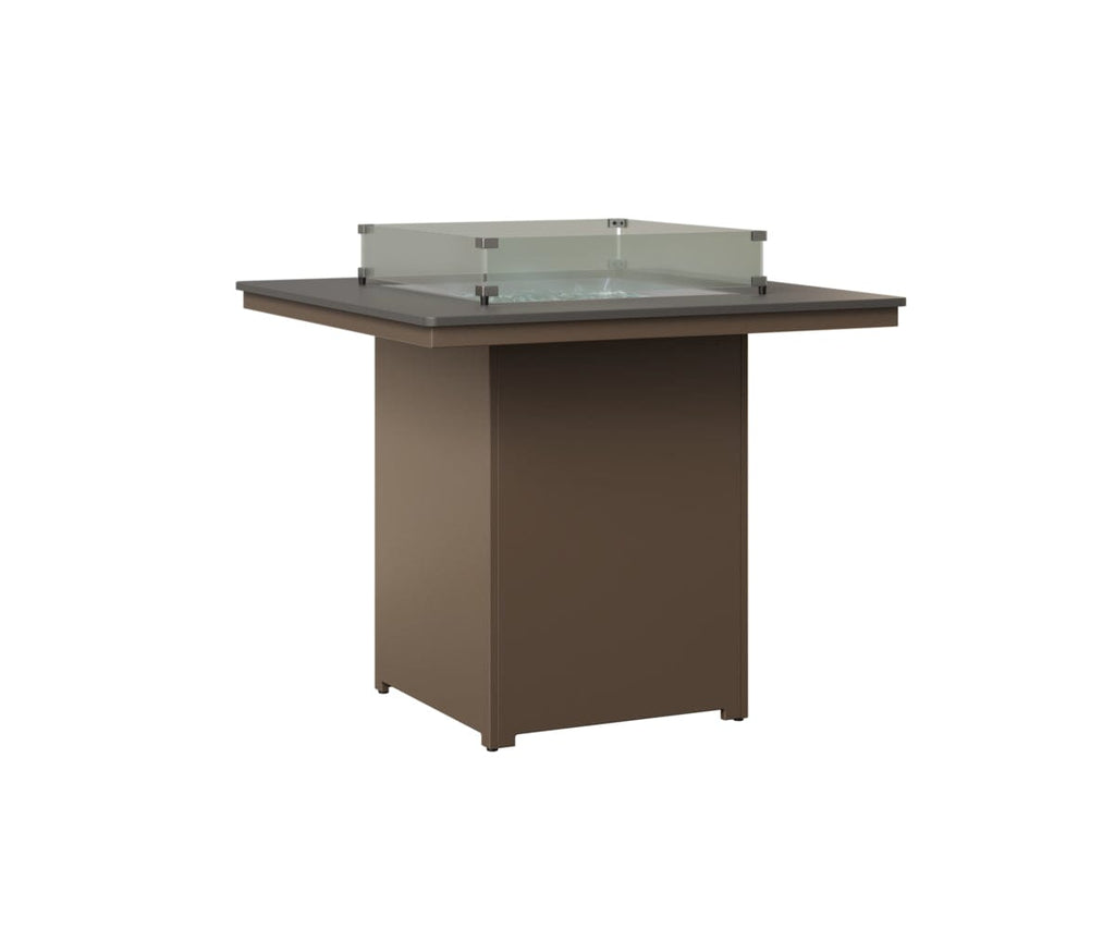 Numa 47" Sq Fire Table Bar Rockwood Outdoor Furniture Hammered Top: Stainless MGP Clay 