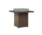 Numa 47" Sq Fire Table Bar Rockwood Outdoor Furniture Hammered Top: Stainless MGP Clay 