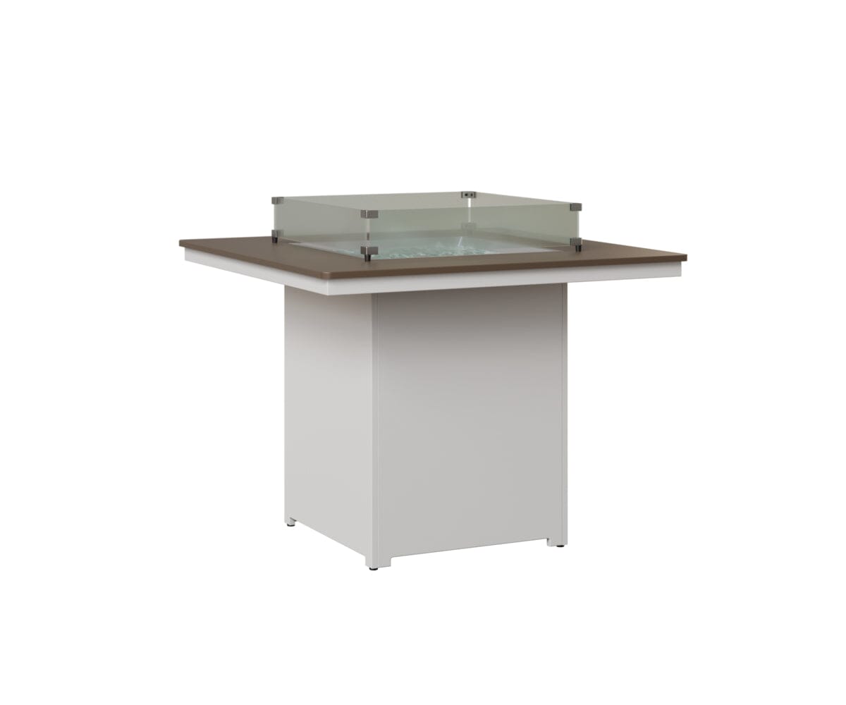 Numa 47" Sq Fire Table Counter Rockwood Outdoor Furniture Hammered Top: Bronze MGP White 