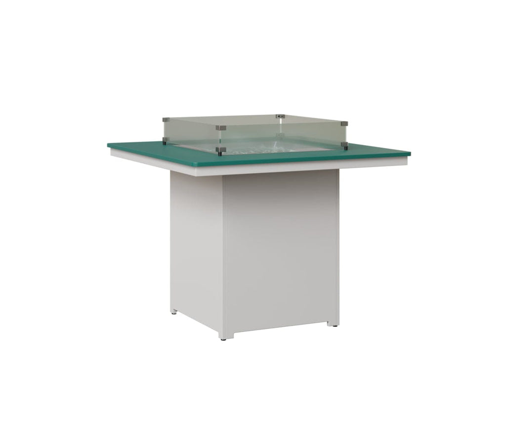 Numa 47" Sq Fire Table Counter Rockwood Outdoor Furniture MGP Teal MGP White 