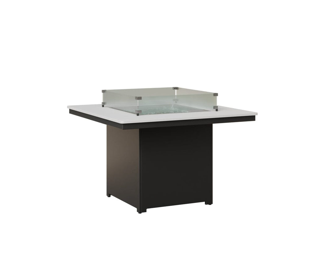 Numa 47" Sq Fire Table Dining Rockwood Outdoor Furniture White MGP Black 